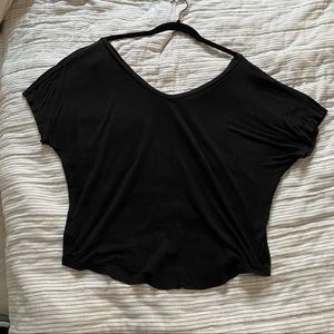 slouchy off the shoulder black tee